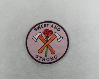 Sweet and strong iron-on badge, Embroidered patch on iron or sew, customize clothes and accessories