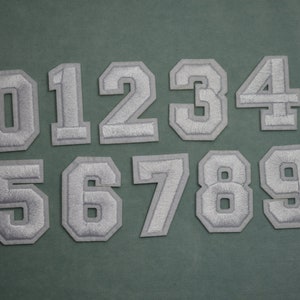 White number patches, iron-on embroidered number patches, to customize clothing and accessories image 2