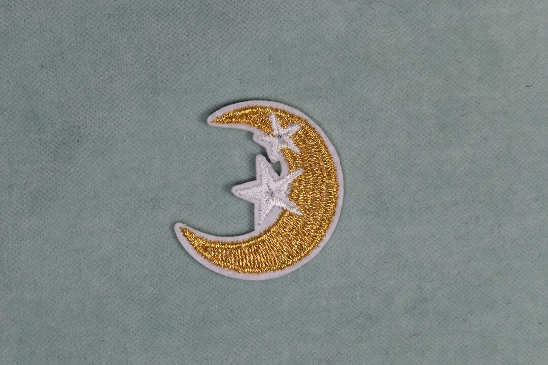 Moon Patch Embroidered Iron-on Little Golden Moon Patch, Personalize Iron-on Badge ...