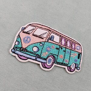 Green pink Van patch, embroidered iron-on patch, iron on patch, sewing patch, customize clothing and accessories image 2