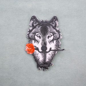 The Wolf and the Rose iron-on patch, embroidered patch