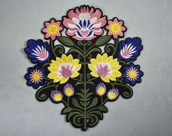 Large flower bouquet patch 25 cm / 26.5 cm, embroidered iron-on patch, iron on patch