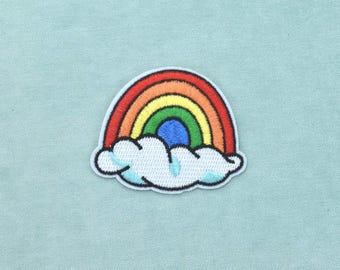 Iron-on rainbow cloud patch, embroidered patch