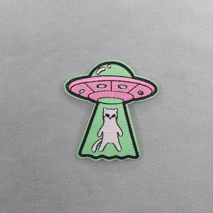 Alien abduction patch, iron-on or sew-on embroidered iron-on patch, customize clothing and accessories