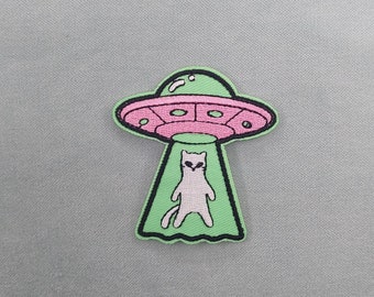 Patch enlèvement extraterrestre, Patch thermocollant brodé sur fer ou à coudre, customiser vêtements et accessoires