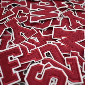 Garnet iron-on alphabet letter patches, embroidered badges, Customize, Personalize