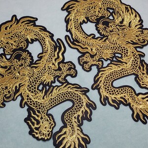 Patch Thermocollant Dragon Brodé - 24x20 Cm, Rouge, Pour Réparer Et Personnaliser Vêtements, Sacs, Jeans