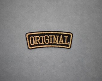 Gold Original patch, embroidered crest, iron on patch, sewing patch, customize clothing and accessories