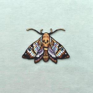 Patch papillon de nuit thermocollant brodé, écusson thermocollant à repasser ou à coudre