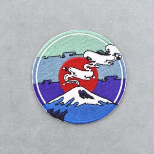 Patch mont Fuji Japon thermocollant, écusson brodé 9 cm
