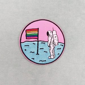 Patch cosmonaute thermocollant rose