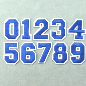 Patchs chiffres bleus, Écussons thermocollants brodés nombres,pour customiser vêtements et accessoires