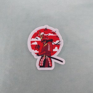 Samurai Patch zum Aufbügeln 10cm / 14cm, gesticktes Abzeichen