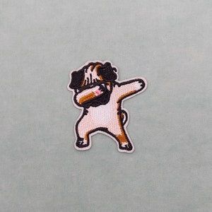 Bulldog Dab Patch 6 cm / 7 cm. embroidered iron-on patch, iron on patch, sewing patch, customize clothing and accessories