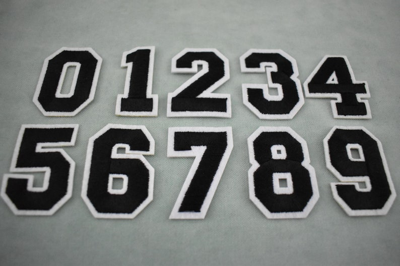 Patchs chiffres noirs, Écussons thermocollants brodés nombres,pour customiser vêtements et accessoires image 3