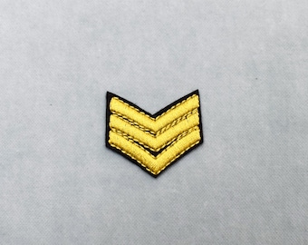 Gold military patch, embroidered iron-on or sew-on army badge, customize clothing and accessories