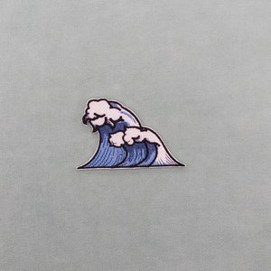 Iron-on wave patch, embroidered badge on iron