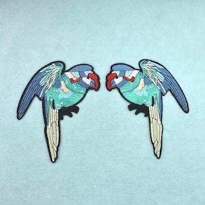 Large iron-on Macaw patch, sequin badge