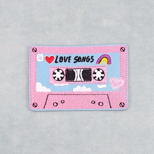 Vintage Cassette Patch - Love Songs - Iron-on, Embroidered Patch