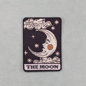 The moon embroidered iron-on patch, on iron or sewing, customize clothing and accessories
