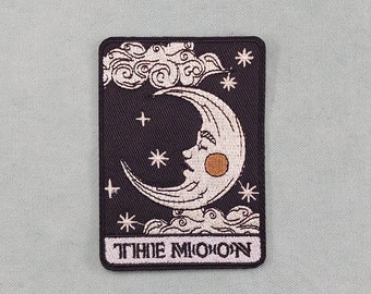 The moon embroidered iron-on patch, on iron or sewing, customize clothing and accessories