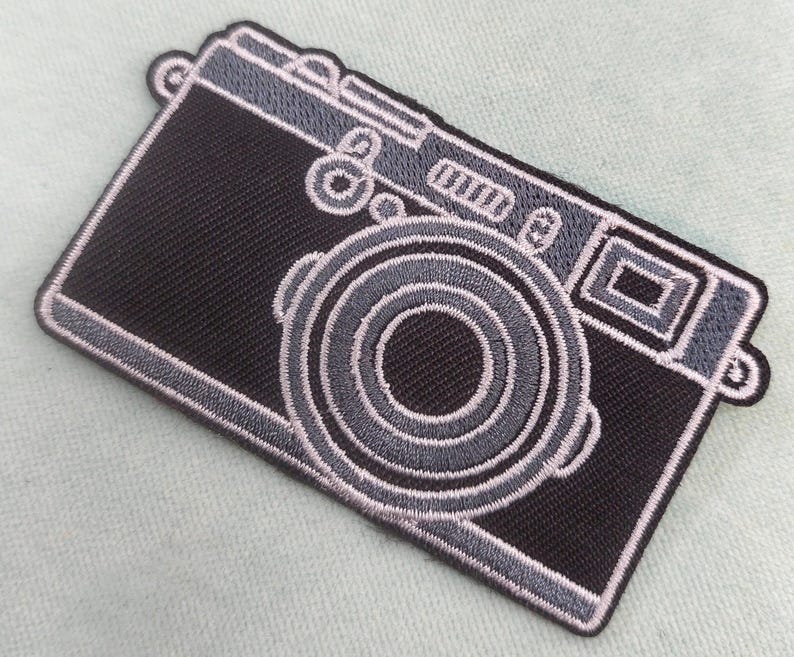 Iron-on camera patch, embroidered camera badge image 2