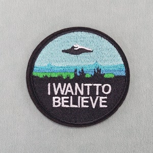 I want to believe patch, embroidered iron-on patch, iron on patch, sewing patch, customize clothes and accessories