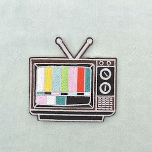 Patch de TV bordado para passar a ferro, emblema para passar a ferro ou costurar, personalize roupas e acessórios