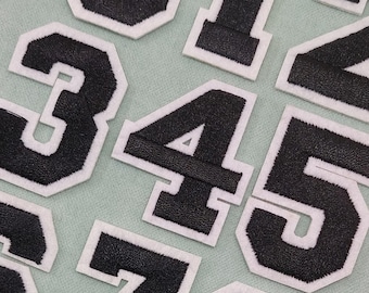 Schwarze Nummernpatches, bestickte Nummernpatches zum Aufbügeln, zum Personalisieren von Kleidung und Accessoires