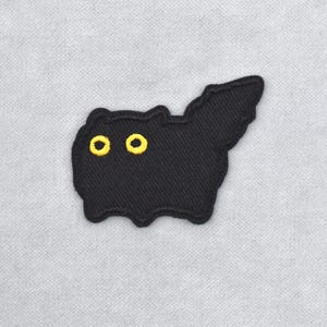 Patch chat aux poils hérissés brodé, écusson thermocollant brodé