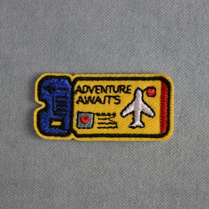 Patch billet avion, écusson thermocollant brodé, deux modèles Jaune