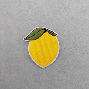 Embroidered iron-on lemon patch, citrus crest to customize