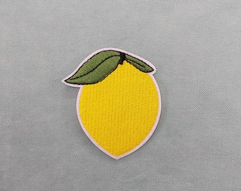 Embroidered iron-on lemon patch, citrus crest to customize