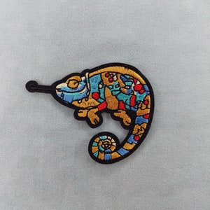 Gaudi style Chameleon patch, embroidered iron-on patch, iron on patch, sewing patch, customize clothing and accessories