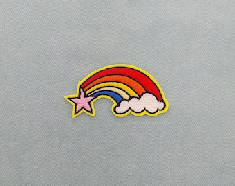 Embroidered Rainbow Cloud patch, iron-on badge