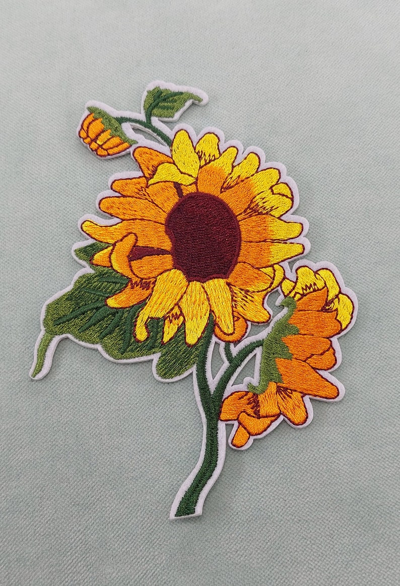 Patch tournesol Van Gogh, Patch thermocollants brodé sur fer ou à coudre, customiser vêtements et accessoires image 2