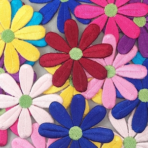 Parche de flor de margarita de colores, parche bordado para planchar o coser, personaliza ropa y accesorios