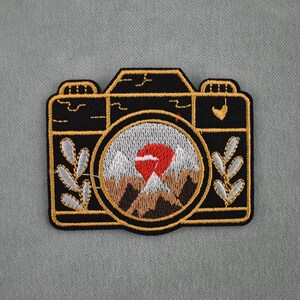 Iron-on camera patch, embroidered badge