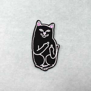 Black cat patch, ugly cat embroidered iron-on patch, iron-on patch, sew-on patch, customize clothes and accessories