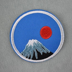 Sunset in the mountains iron-on patch, embroidered crest