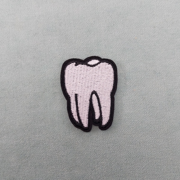 Iron-on tooth patch, embroidered badge