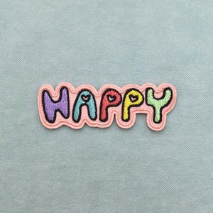 Happy Patch, toppa ricamata da stirare, toppa da stirare, toppa da cucire, personalizza vestiti e accessori