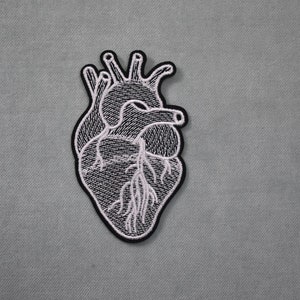 Embroidered silver heart patch, embroidered iron-on patch, sewing patch, customize clothing and accessories