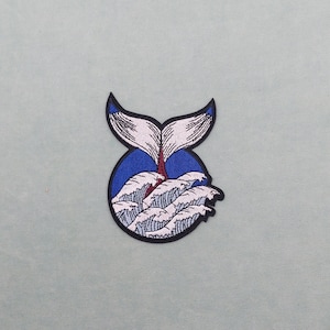 Whale tail iron-on patch, embroidered badge on iron