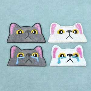 Embroidered iron-on cat patch, several styles