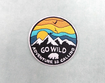 Go Wild iron-on patch, embroidered badge