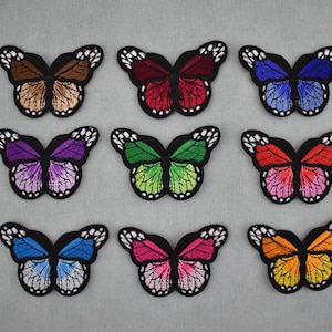 Small iron-on butterfly patch 3 cm / 4.2 cm, embroidered badge