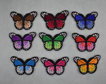 Small iron-on butterfly patch 3 cm / 4.2 cm, embroidered badge