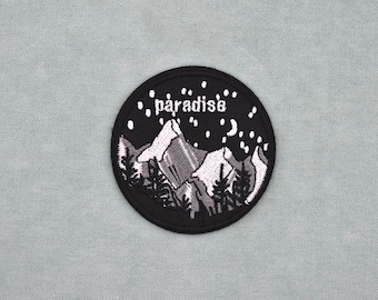 Paradise iron-on patch, embroidered travel-themed patch