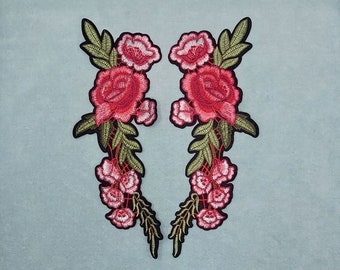 Large iron-on flower patch, Embroidered badge